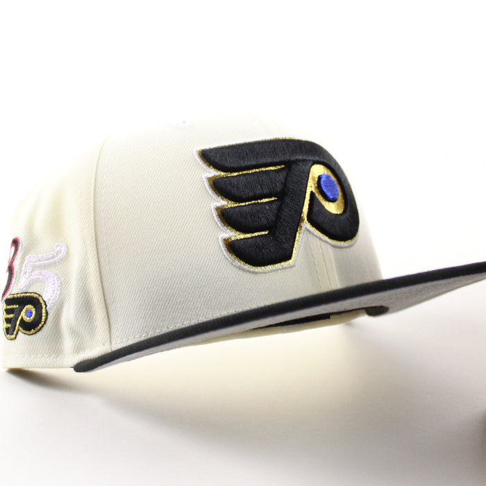 Philadelphia Flyers 35 Years New Era 59Fifty Fitted Hat (Chrome White Black Gray Under Brim)