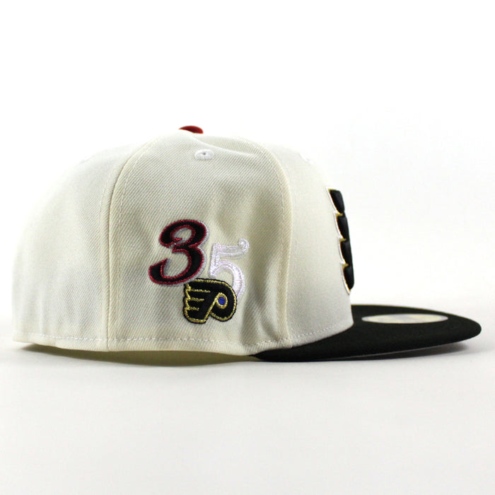 Philadelphia Flyers 35 Years New Era 59Fifty Fitted Hat (Chrome White Black Gray Under Brim)