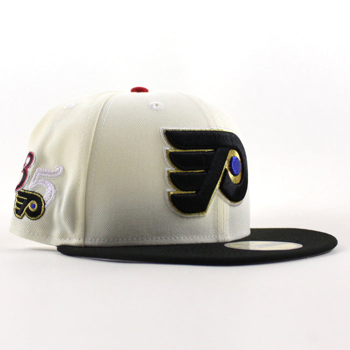 Philadelphia Flyers 35 Years New Era 59Fifty Fitted Hat (Chrome White Black Gray Under Brim)