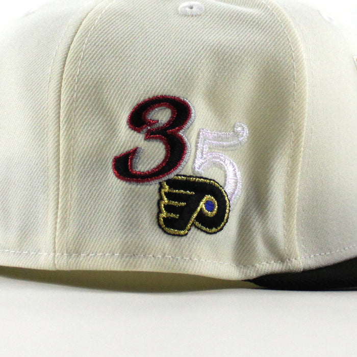 Philadelphia Flyers 35 Years New Era 59Fifty Fitted Hat (Chrome White Black Gray Under Brim)