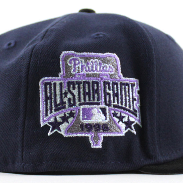 Philadelphia Phillies 1996 All Star Game 59Fifty New Era Fitted Hat (Night Shift Navy Black and Gray Under Brim)