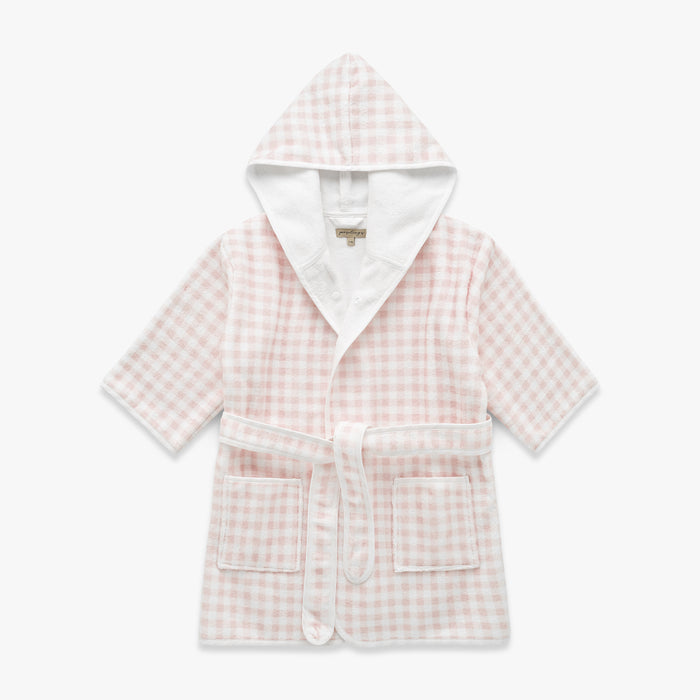 Children's hooded bathrobe in Picnic Gingham - Pink.