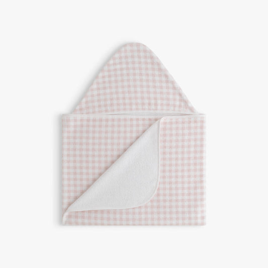 Children's hooded towel in Picnic Gingham - Pink