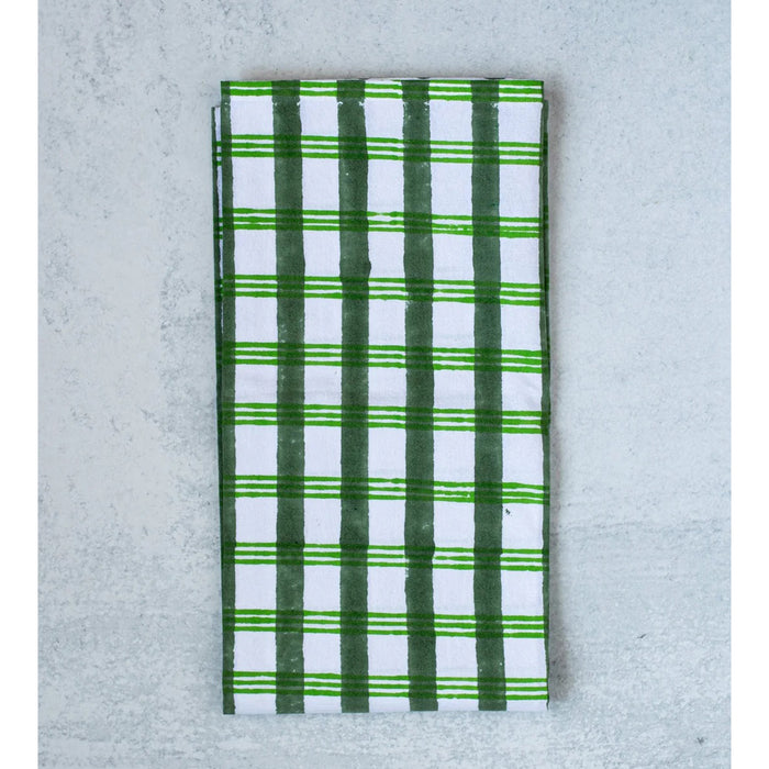 Plaid Block Print Tea Towel