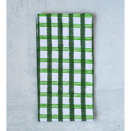 Plaid Block Print Tea Towel
