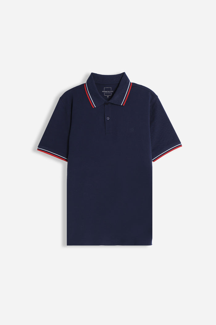 POLO IN PIQUET BASIC BLEU