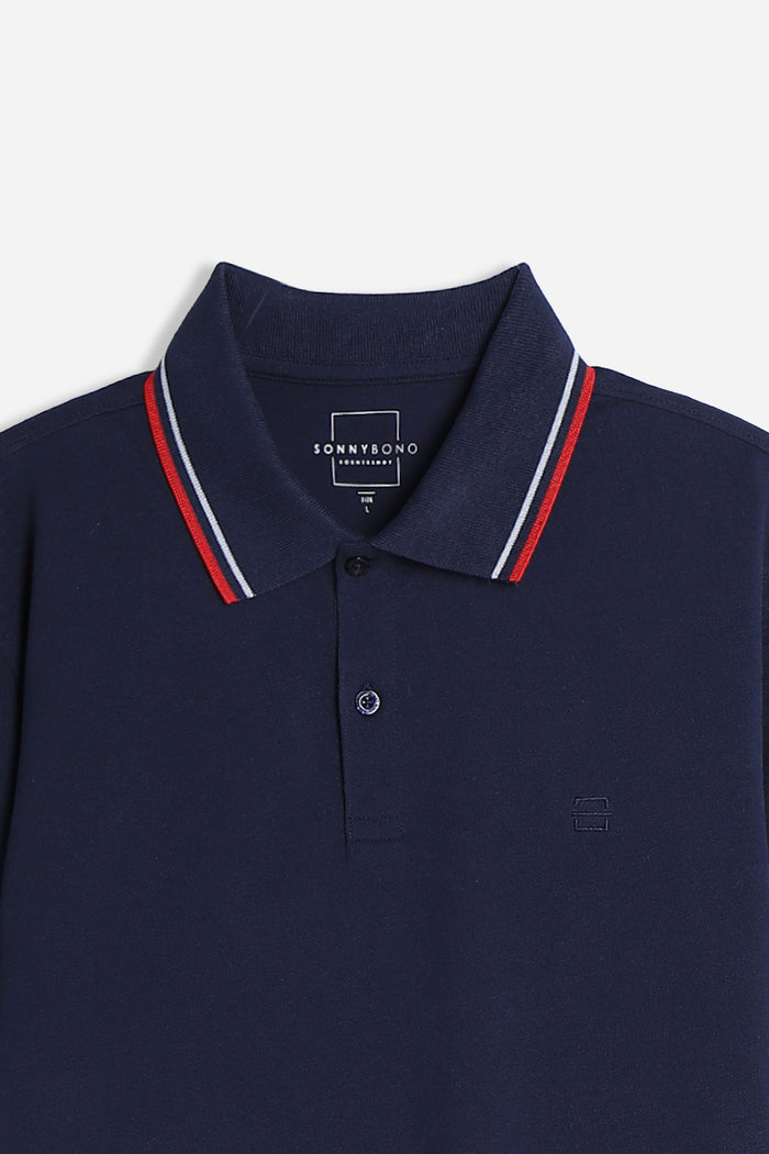 POLO IN PIQUET BASIC BLEU