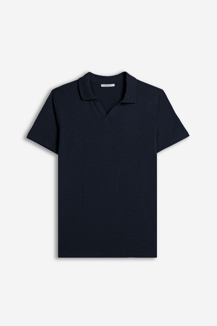 POLO SLUB CON COLLO DERBY BLEU