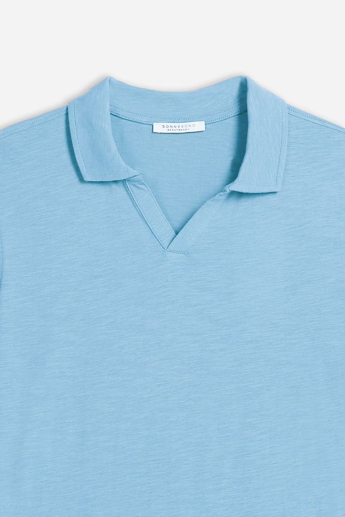 POLO SLUB CON COLLO DERBY CELESTE