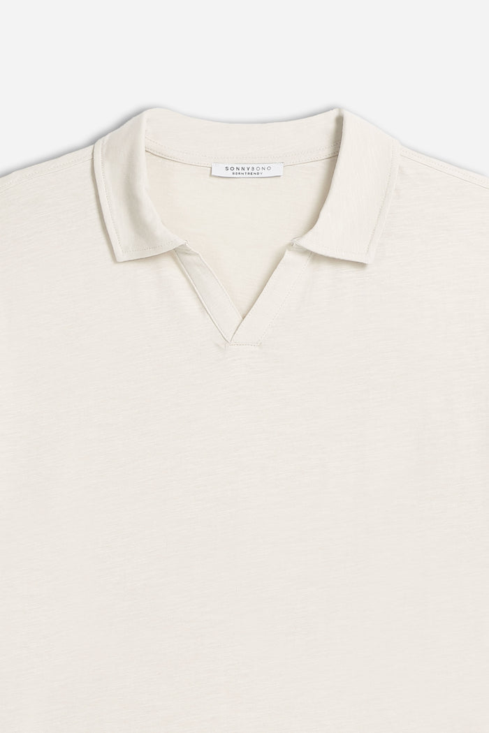 POLO SLUB CON COLLO DERBY GESSO