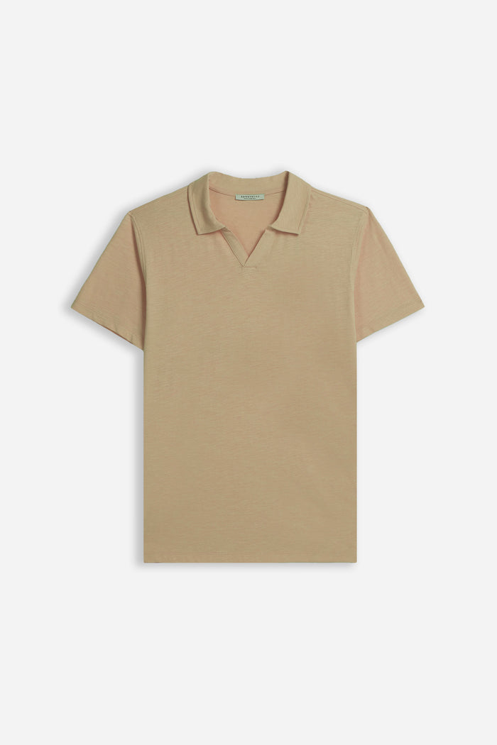POLO SLUB CON COLLO DERBY SABBIA