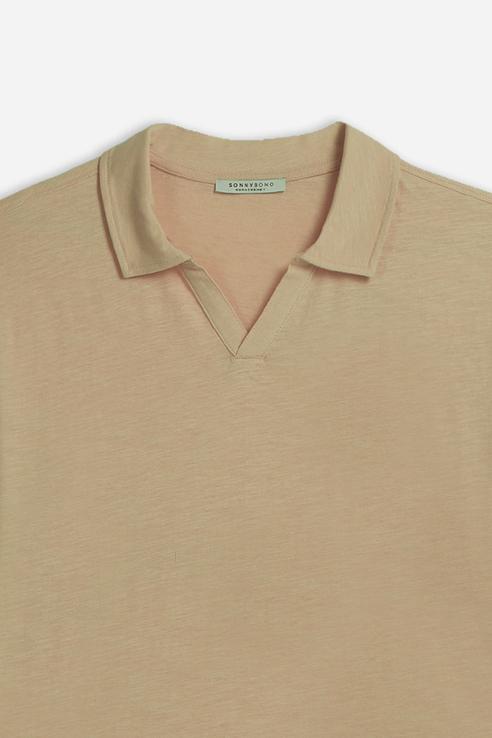 POLO SLUB CON COLLO DERBY SABBIA