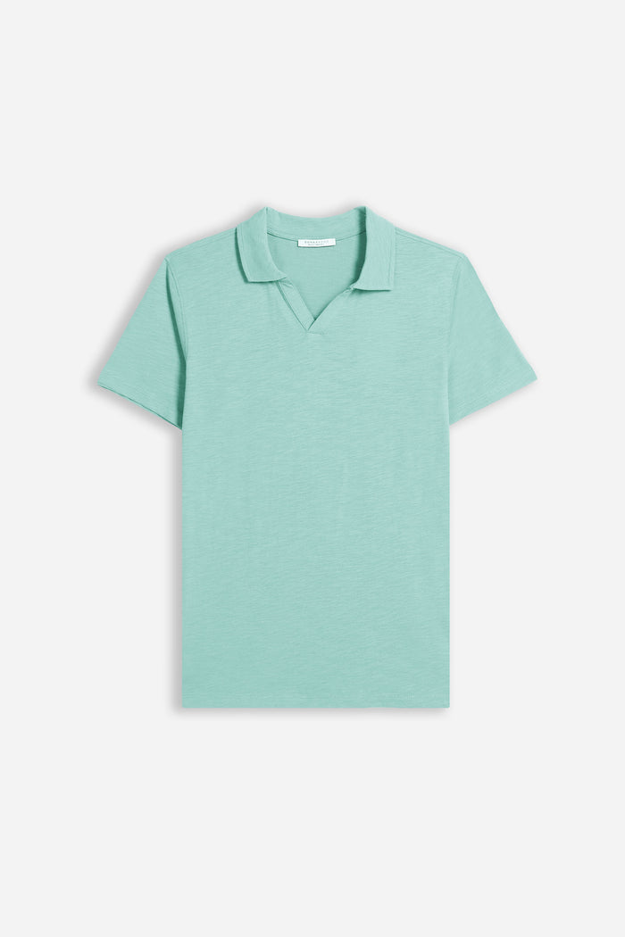 POLO SLUB CON COLLO DERBY VERDE ACQUA