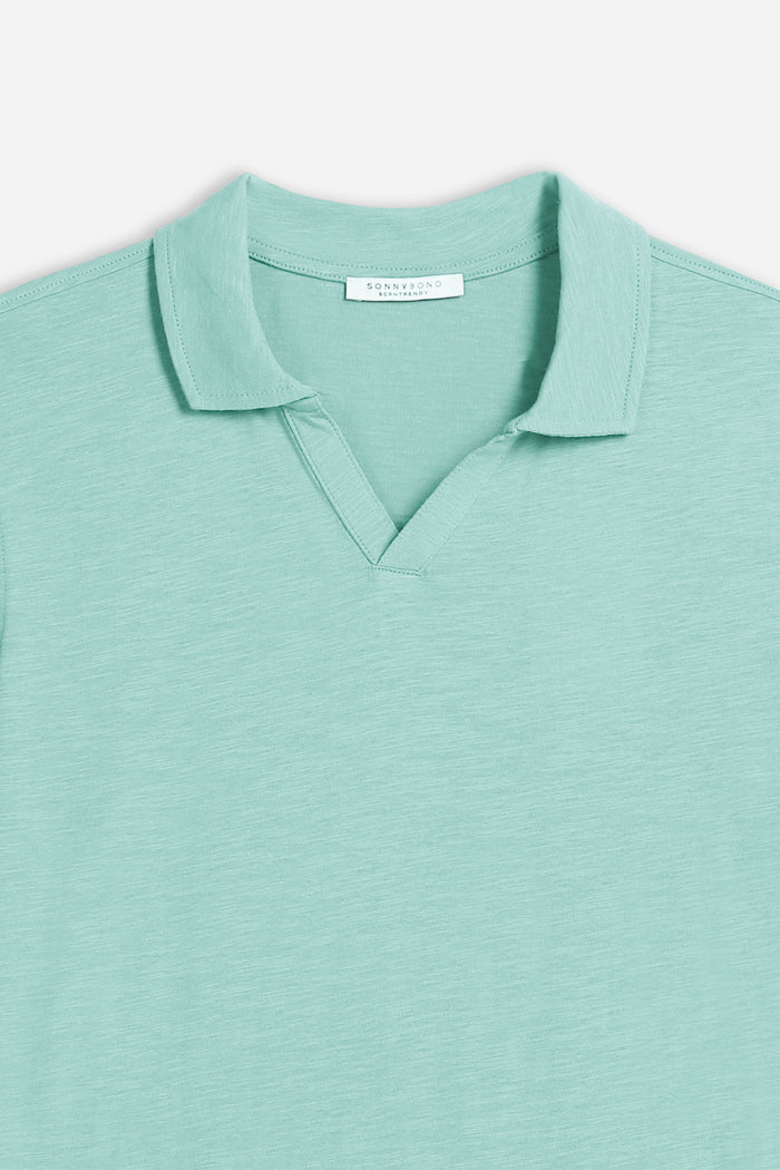 POLO SLUB CON COLLO DERBY VERDE ACQUA