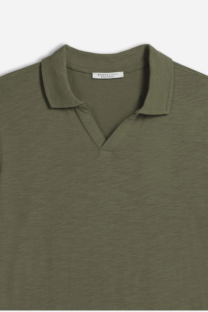 POLO SLUB CON COLLO DERBY VERDE MILITARE