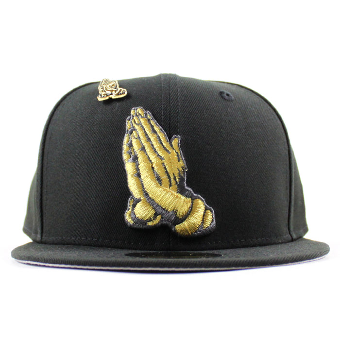 Praying Hands New Era 59Fifty Fitted Hat (Black Gray Under Brim)