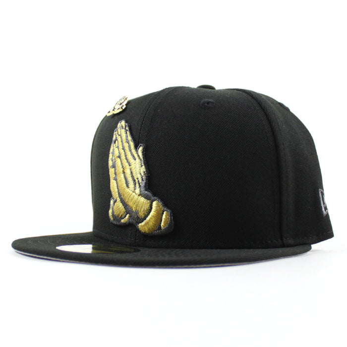 Praying Hands New Era 59Fifty Fitted Hat (Black Gray Under Brim)