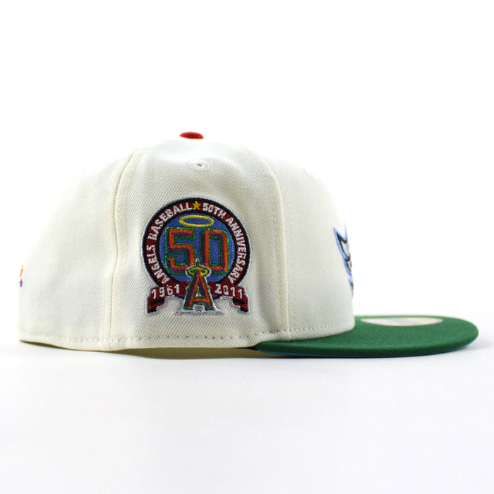 🚨PRE-ORDER🚨 Anaheim Angels 50th Anniversary New Era 59Fifty Fitted Hat (Chrome White Kelly Green Sky Blue Under Brim)