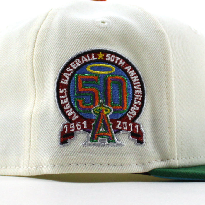 🚨PRE-ORDER🚨 Anaheim Angels 50th Anniversary New Era 59Fifty Fitted Hat (Chrome White Kelly Green Sky Blue Under Brim)