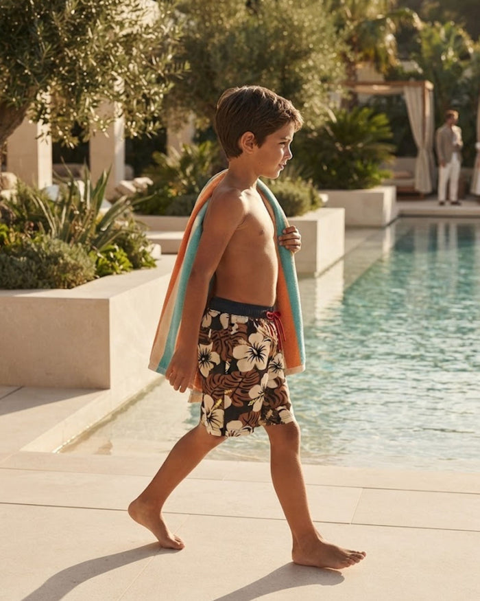 Premsons® Kids Boys Floral Printed Swim Shorts – Quick-Dry Beach & Swimming Trunks with Elastic Waist & Drawstring