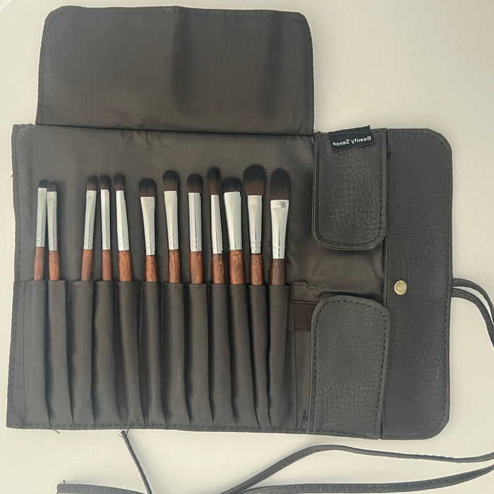 Professional 12 - Piece Makeup Brush Set with Leather Pouch – Premium Eye & Face Brushes | Lotshop.pk - Lotshop.pk