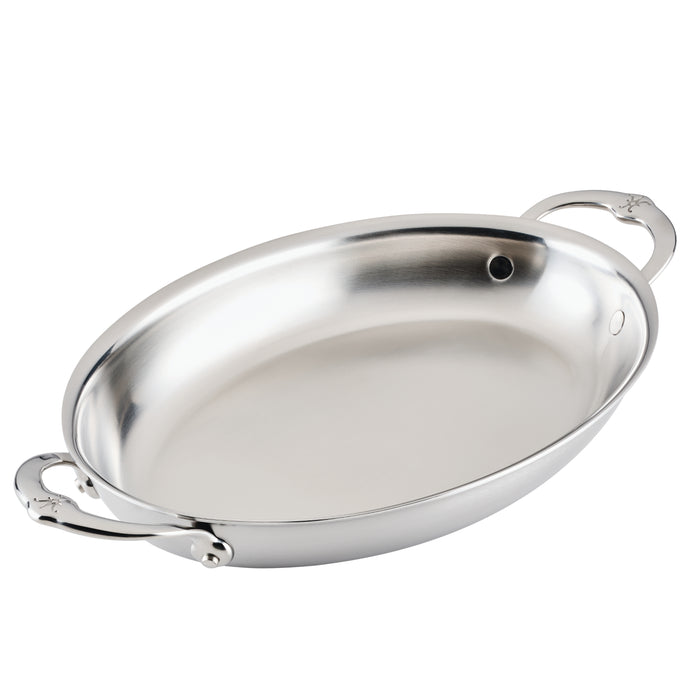 Provisions 2.0qt Oval Medium Clad Stainless Steel Au Gratin