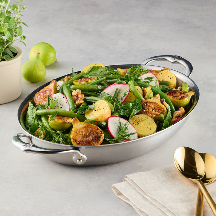 Provisions 2.0qt Oval Medium Clad Stainless Steel Au Gratin