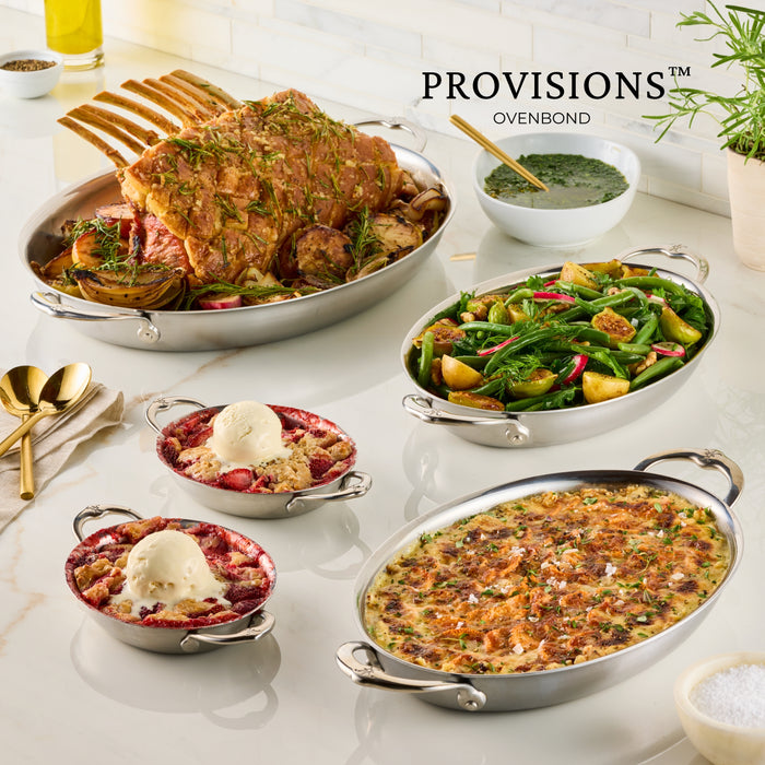 Provisions 2.0qt Oval Medium Clad Stainless Steel Au Gratin