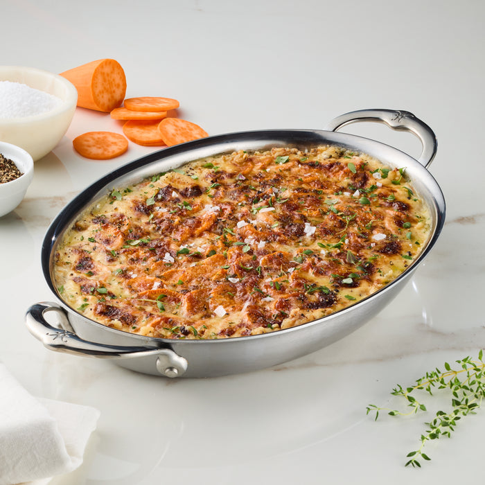 Provisions 2.0qt Oval Medium Clad Stainless Steel Au Gratin