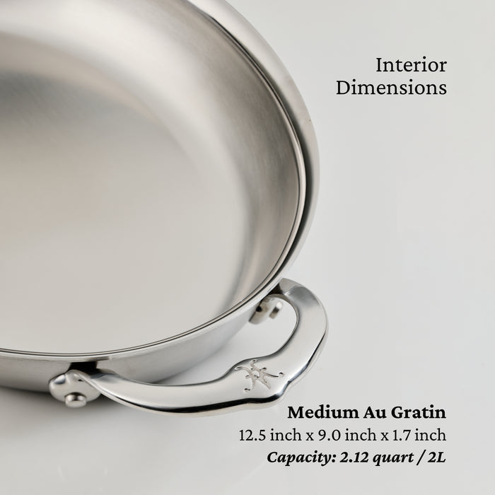 Provisions 2.0qt Oval Medium Clad Stainless Steel Au Gratin