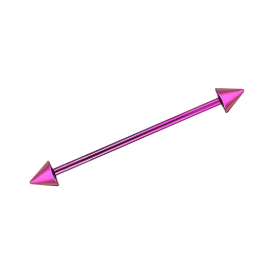 Purple Spike Industrial Bar 35mm / Surgical Steel / Purple Barbell