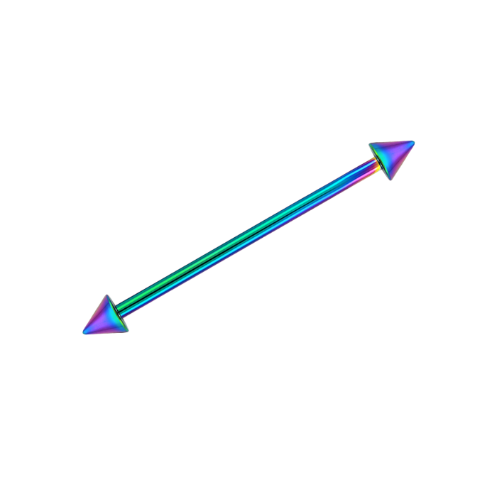 Rainbow Spike Industrial Bar 35mm / Surgical Steel / Rainbow Barbell