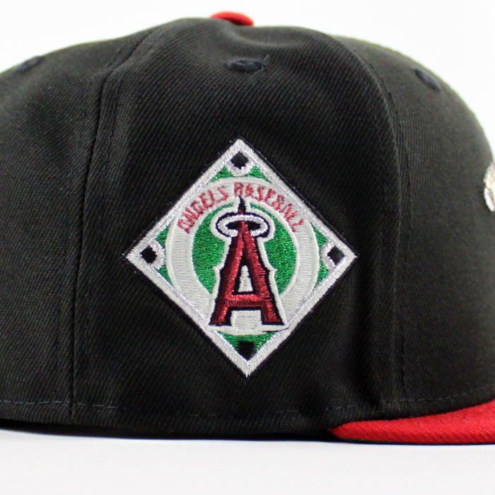 Rally Monkey Los Angeles Angels Baseball Patch New Era 59Fifty Fitted Hat (Black Scarlet Red Green Under Brim)
