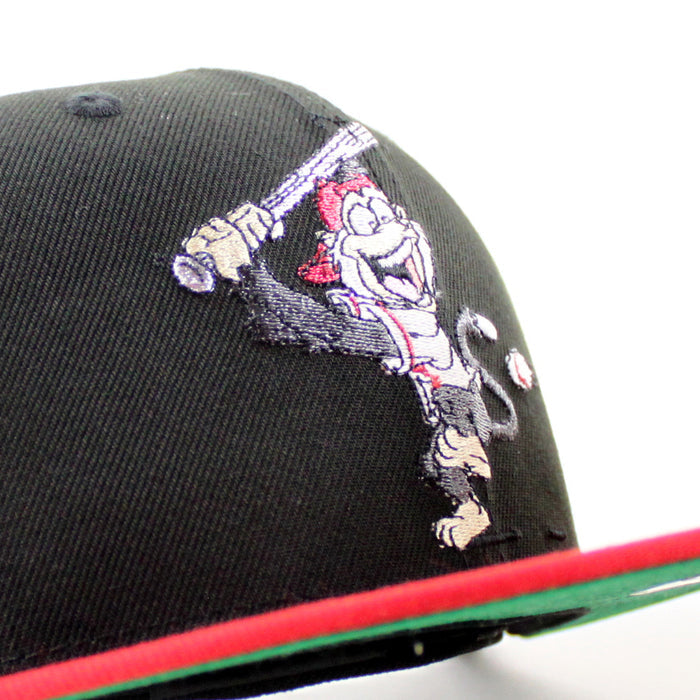 Rally Monkey Los Angeles Angels Baseball Patch New Era 59Fifty Fitted Hat (Black Scarlet Red Green Under Brim)