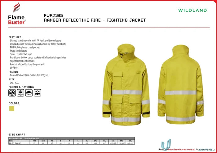 Yellow fire-fighting jacket from Ranger Fire Fighting Jacket, perfect protective workwear