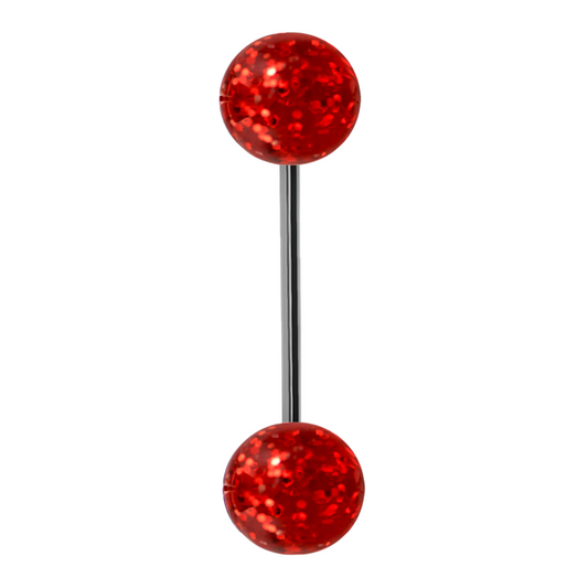 14g Red Acrylic Tongue Bar 14 Gauge / Surgical Steel / Red Barbell