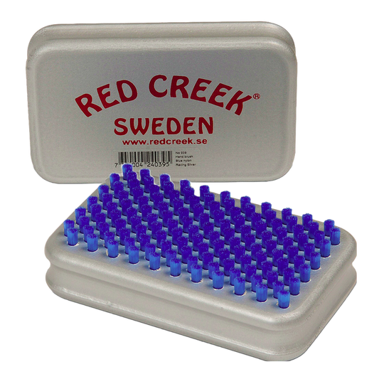 A product picture of the Red Creek Blue 6mm Nylon Racing Silver Hand Brush