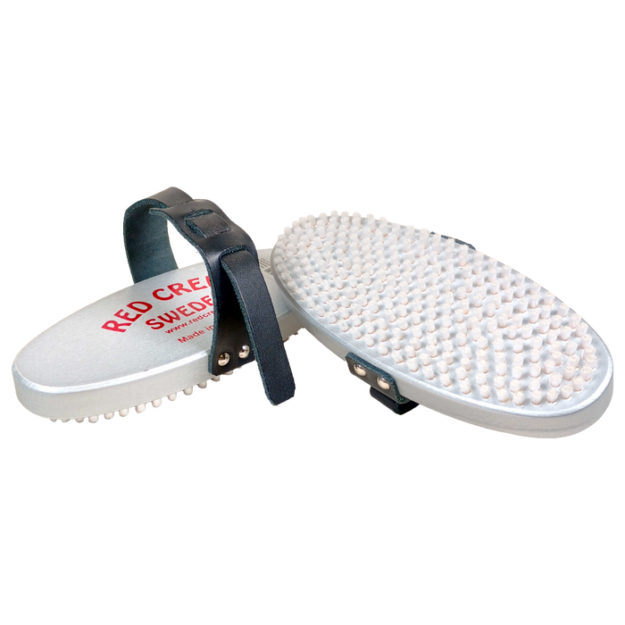 A product picture of the Red Creek Fine White 4mm Nylon Racing Silver Oval Hand Brush