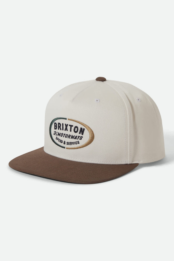 Unisex Rhett Snapback in the color Off White/Pinecone Brown - Front Product View