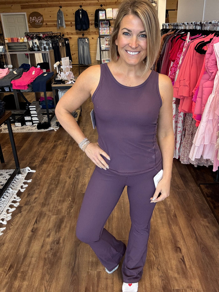 Ribbed Relax Tank - Plum