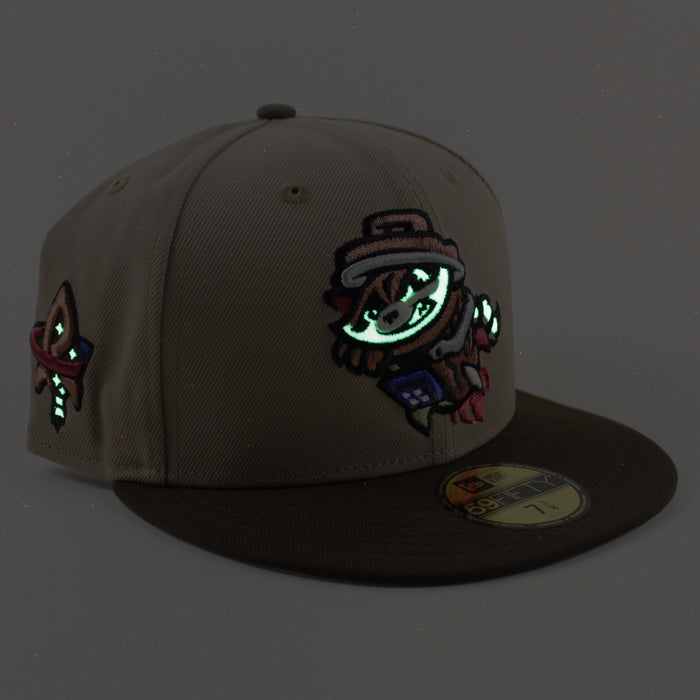 ROCKET CITY TRASH PANDAS Rocket Patch New Era 59Fifty Fitted Hat (Camel Walnut Gray Under Brim)