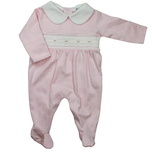Sally Pink Smocked Footie