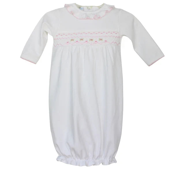 Sally white/pink Smocked Gown