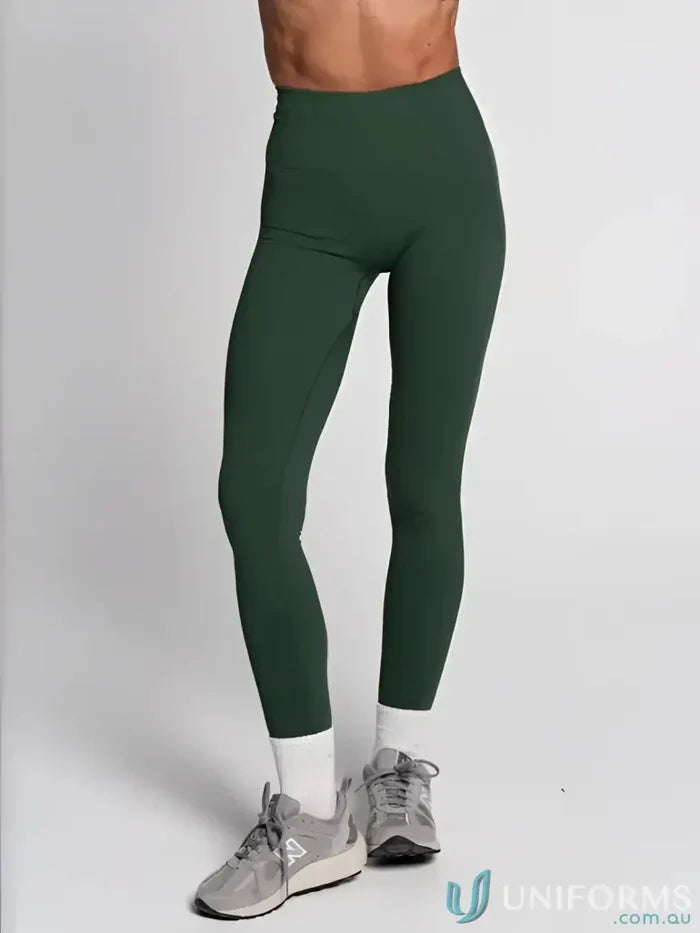 Dark green seamless invisible scrunch emerald leggings with smooth fabric perfect for workwear uniforms