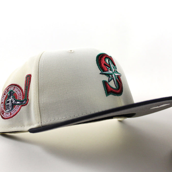 Seattle Mariners 2025 Hall Of Fame Ichiro Suzuki  New Era 59Fifty Fitted Hat (Chrome White Navy Gray Under Brim)