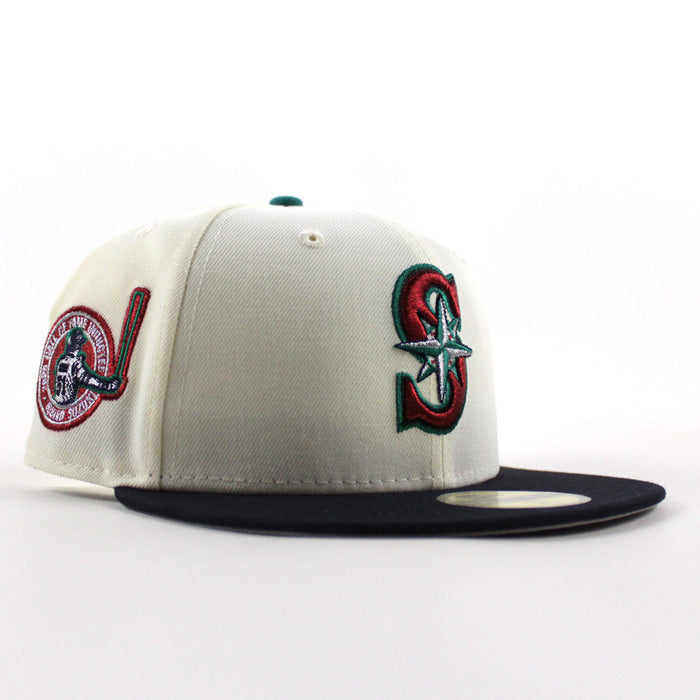 Seattle Mariners 2025 Hall Of Fame Ichiro Suzuki  New Era 59Fifty Fitted Hat (Chrome White Navy Gray Under Brim)