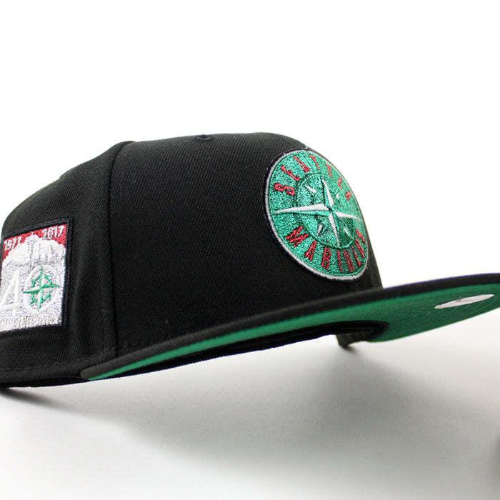 Seattle Mariners 40 Years Patch New Era 59Fifty Fitted Hat (Black Green Under Brim)