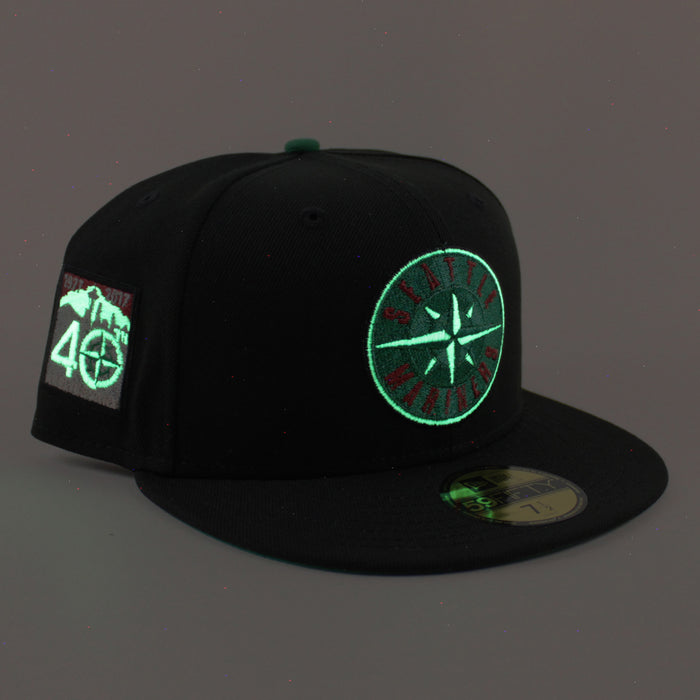 Seattle Mariners 40 Years Patch New Era 59Fifty Fitted Hat (Black Green Under Brim)