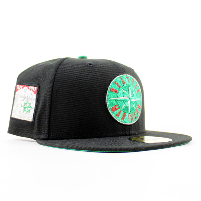 Seattle Mariners 40 Years Patch New Era 59Fifty Fitted Hat (Black Green Under Brim)