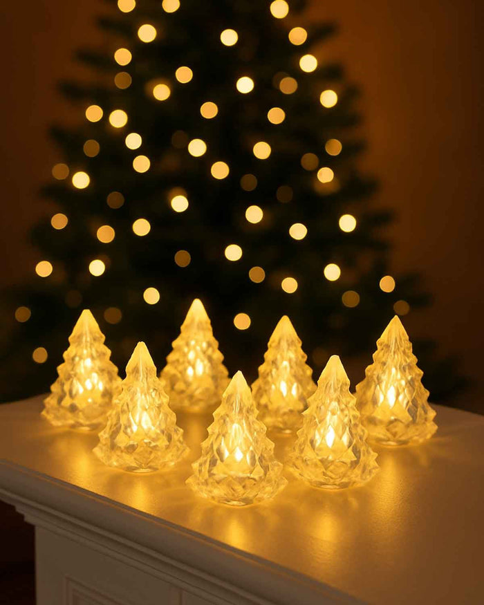 Set of 6 LED Christmas Trees - Country Collection